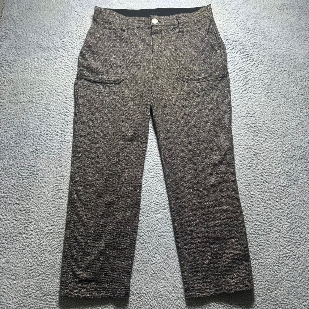 Democracy Ab solution Herringbone Straight Leg Pants Brown Black Sz 12 B24312W5E